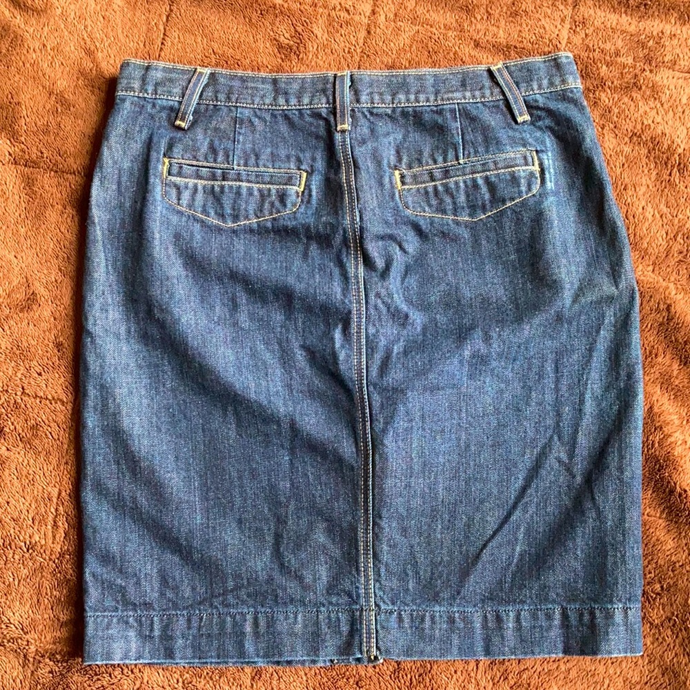 J. Crew Dark Blue Denim Button-Front Pencil Skirt - Picture 4 of 7